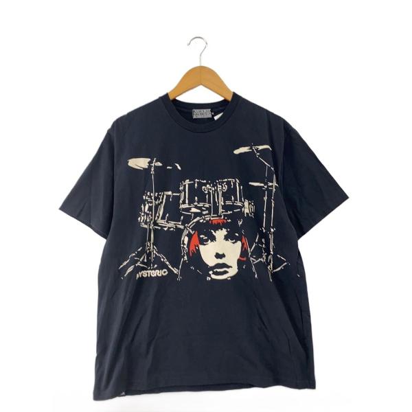 HYSTERIC GLAMOUR◇ドラム顔グラフィックT/Tシャツ/XL/コットン/BLK