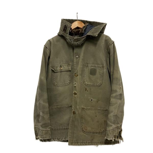 Carhartt◇USA製/襤褸/ボロ/チョアコート/モスグリーン/雰囲気GOOD/M