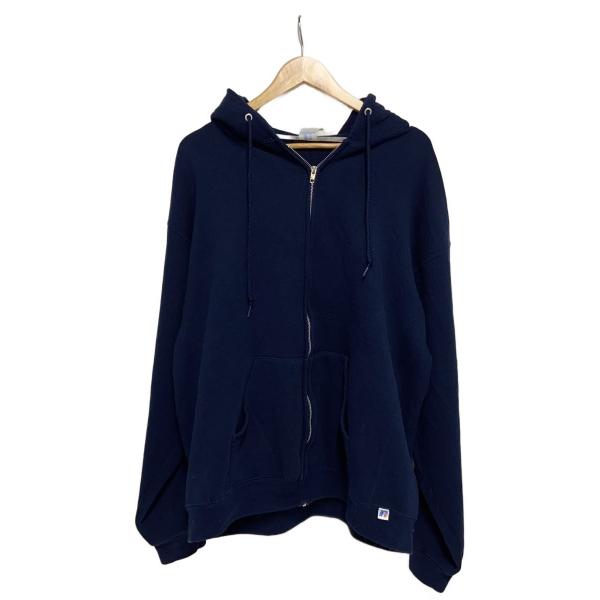 RUSSELL ATHLETIC◇90s/ジップパーカー/XL/コットン/NVY/無地