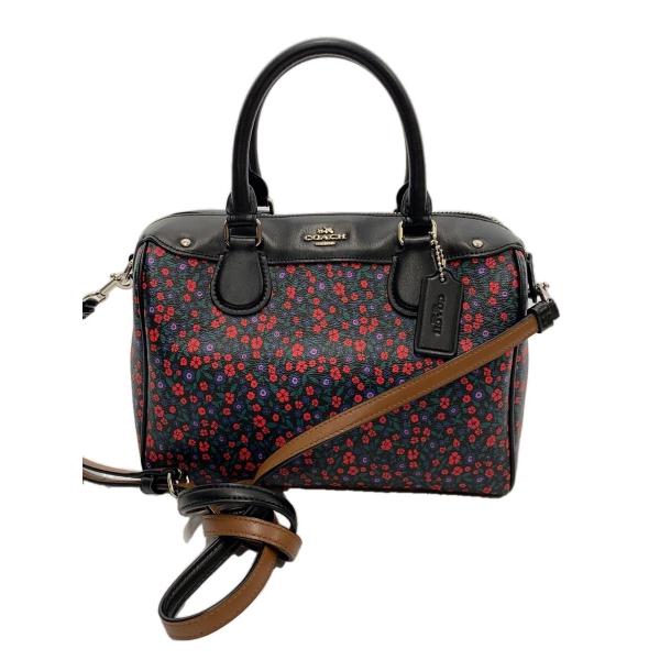 COACH◇ミニ ベネット サッチェル/2wayショルダーバッグ/レーヨン/BLK