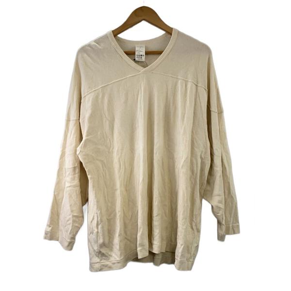 COMOLI◇コットンフライス ホッケーシャツ/長袖Tシャツ/3/コットン/WHT