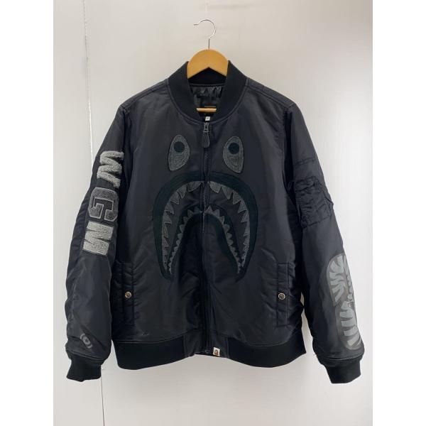 A BATHING APE◇SHARK MA-1/ジャケット/L/ポリエステル/BLK