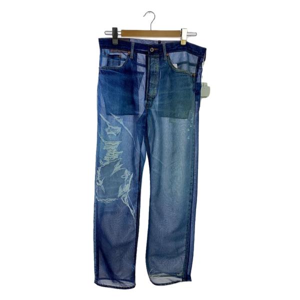 doublet◇SEE-THROUGH PHOTO PRINT DENIM PANTS/L/ポリエステル