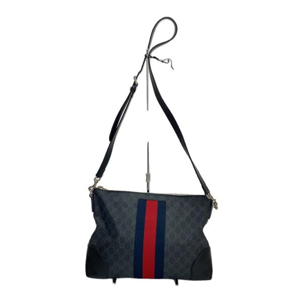 GUCCI◇ショルダーバッグ_GGスプリーム/PVC/ブラック/内側使用感有/角