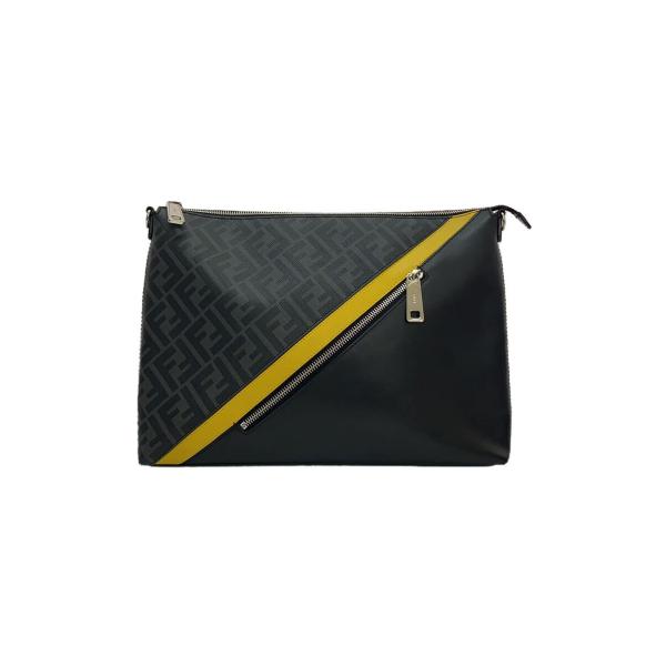 FENDI ボディバッグ 黒/グレー/黄色 FENDI◇ダイアゴナル/メッセンジャーバッグ/ショルダーバッグ/レザー