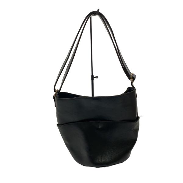 OURHOME◆コダワリレザーバケツバッグ/レザー/ブラック