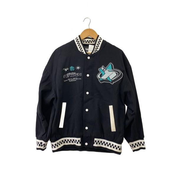 9090◇TECHNO Angel Jacket/スタジャン/ワッペン/M/コットン/BLK