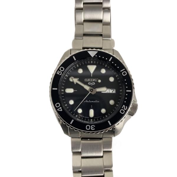SEIKO◇自動巻腕時計/アナログ/ステンレス/BLK/SLV/4R36-07G0