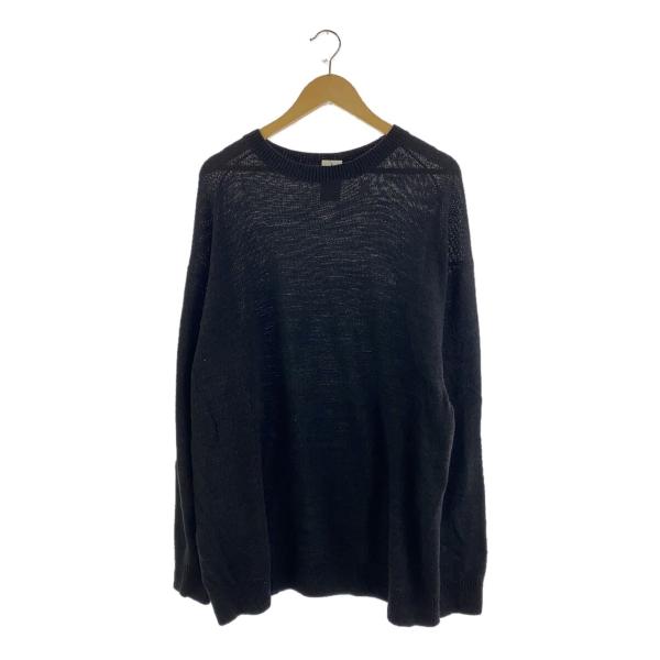 COMOLI◇25SS/7Gクルーネックニット/3/コットン/ブラック/b01-06007