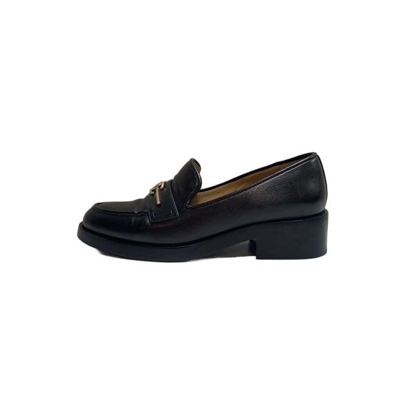 CHANEL◇カーフスキン/チャンキーヒール/ローファー/39/BLK/レザー