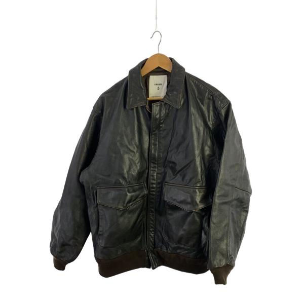 FIDELITY◇AGING GOAT LEATHER A-2 JACKET/XL/山羊革/BLK : セカンド
