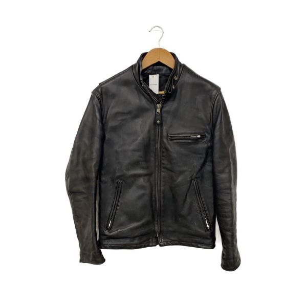 SCHOTT 　ショット スタンドカラー シングル ライダースジャケット　黒　L Schott◇スタンドカラーシングルライダースジャケット/36/レザー/BLK