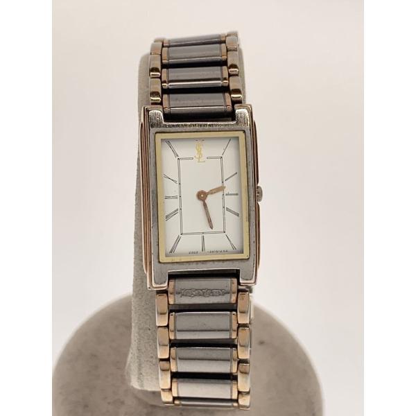 YVES SAINT LAURENT◇クォーツ腕時計/アナログ/ステンレス/WHT/SLV