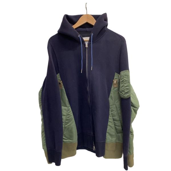 sacai◇20AW/Sponge Sweat MA-1 Zip Hoodie/ブルゾン/2/コットン/NVY
