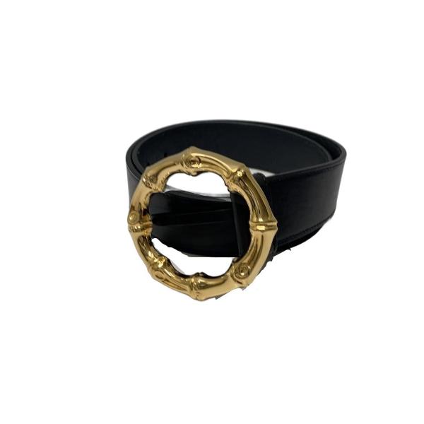 GUCCI◇バンブーリングベルト/レザー/BLK/レディース/136078