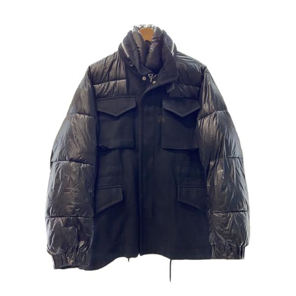 sacai◇20AW/Wool Melton×Puffer Jacket/ダウンジャケット/1/ブラック