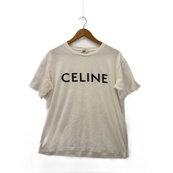 【美品】CELINE Tシャツ XS 品番2X681671Q CELINE◇シミ有/状態考慮/Tシャツ/XS/コットン/WHT/2X681671Q
