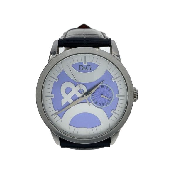 DOLCE&GABBANA◇クォーツ腕時計/アナログ/レザー/PUP/BLK/SS