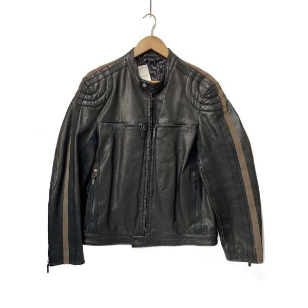 00s Dunhill ダンヒル シングル レザー ライダース ジャケット dunhill◇ダンヒル/シングルライダースジャケット/M/山羊革/BLK/無地
