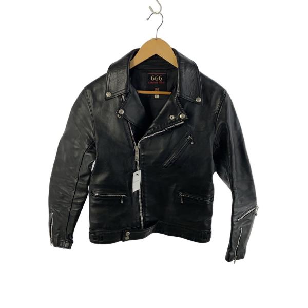 666 Leather Wear◇ダブルライダースジャケット/36/レザー/BLK
