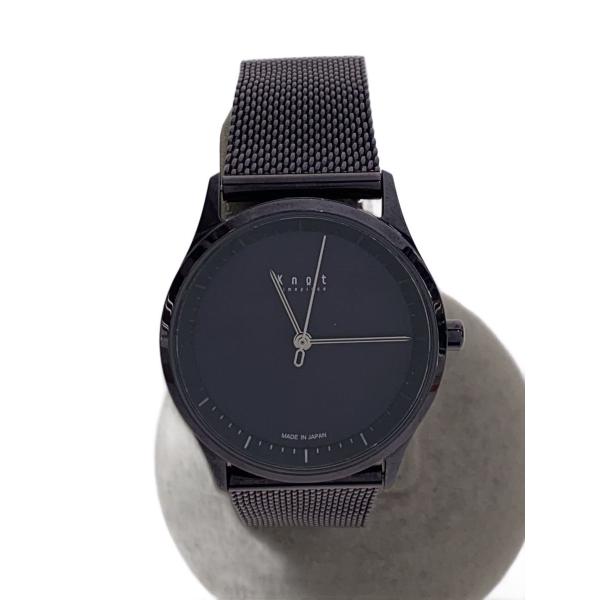 アナログクォーツ腕時計 黒文字盤 ステンレス KNOT◇クォーツ腕時計/アナログ/--/GRY/BLK/STS-32// : セカンド