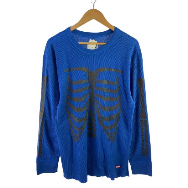 Supreme◇hanes bones thermal crew/Tシャツ/XL/コットン/ブルー
