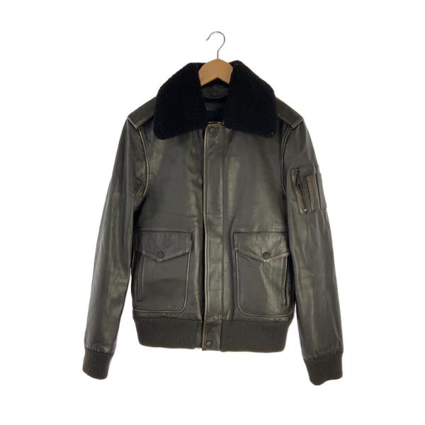 TOMMY HILFIGER◇レザージャケット・ブルゾン/G-1/襟ボア/48/レザー