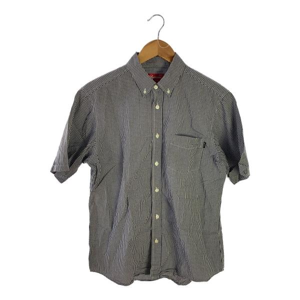 Supreme◇21SS Gingham S/S Shirt/半袖シャツ/M/コットン/BLK