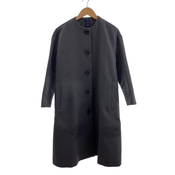 mina perhonen◇ノーカラーコト/グレー/包みボタン/ステンカラーコート