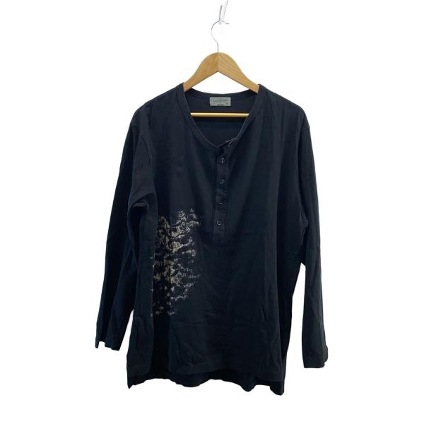 値下げ交渉可能　Yohji Yamamoto ヘンリーネックアシメトリーロンT yohji yamamoto POUR HOMME◇19AW/和柄アシンメトリー/ヘンリーネック