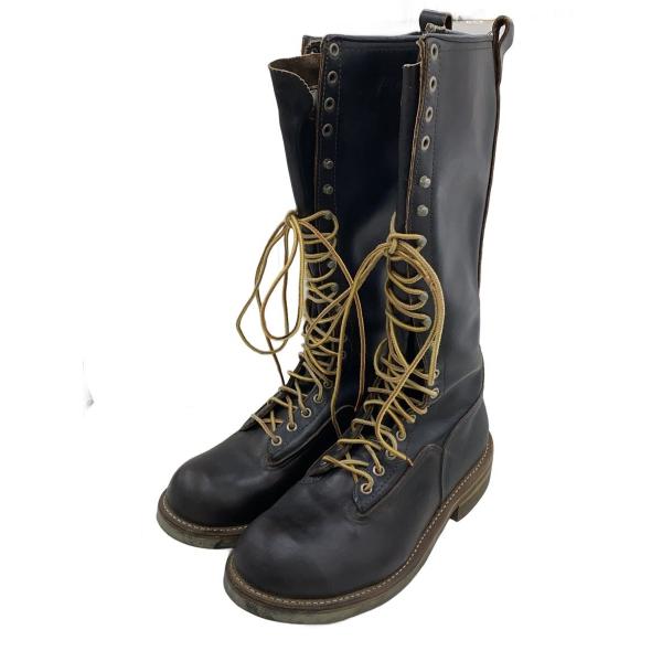 RED WING◇650/90s/プリント羽タグ/ロガーブーツ/US8.5/BLK/レザー/650