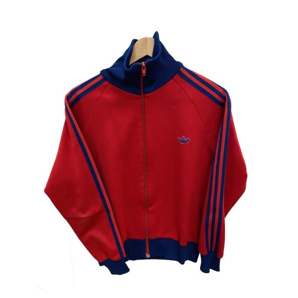 adidas 赤 ジャケット 80s adidas◇80s/トラックトップ/ジャージ/ポリエステル/RED/ADS-4F