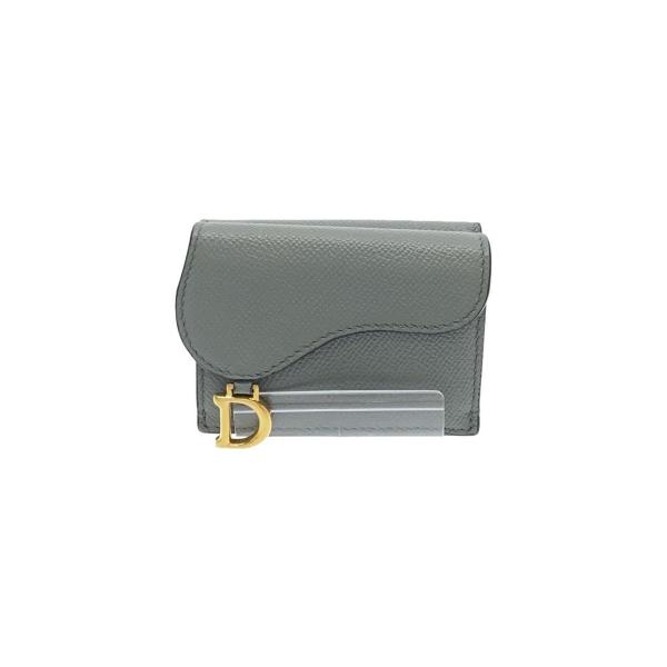 Christian Dior◇3つ折り財布/レザー/ブルー/無地/レディース Christian Dior◇3つ折り財布/レザー/ブルー/無地/レディース