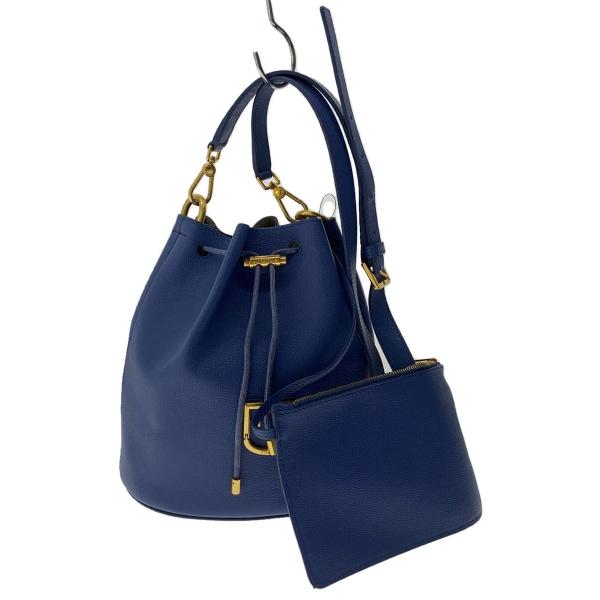 美品　FURLA コロナ　ショルダー FURLA◇CORONA_コロナ/ショルダーバッグ/レザー/BLU/無地/巾着