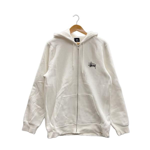 STUSSY◆ジップパーカー/M/コットン/WHT/Z4000SZ18//