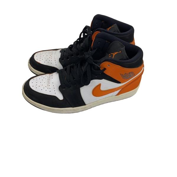 NIKE◆AIR JORDAN 1 MID/エアジョーダン1ミッド/ブラック/554724-058/28cm/BLK/レサ//
