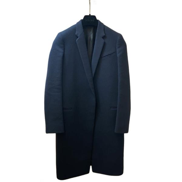 A01M 良品 セリーヌ フィービー期 クロンビーコート サイズ36 イタリア製 CELINE◇フィービー期/クロンビーコート/コート/36/ウール/NVY/2 8H28