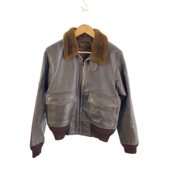美品 BUZZ RICKSON'S 山羊革 ムートン襟 G-1フライトジャケット Buzz Rickson's◇Type G-1/フライトジャケット/38/山羊革/BLK/BR80145