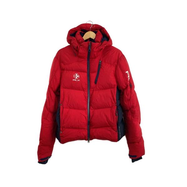 【即決優先】DOVELICA フード付きダウンジャケット 50 赤 RLX RALPHLAUREN◇ダウンジャケット/M/ナイロン/RED : セカンド