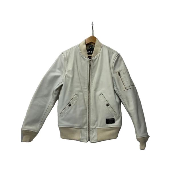 Schott◇RonHerman別注/レザージャケット・ブルゾン/S/牛革/WHT/無地