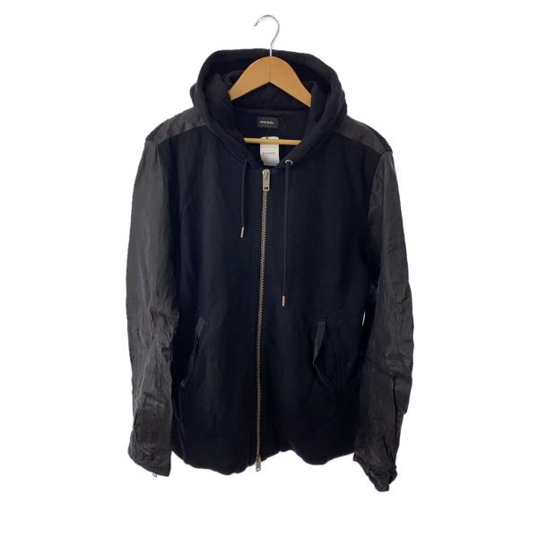 DIESEL◇ジップパーカー/--/コットン/BLK/切替レザー// : セカンド