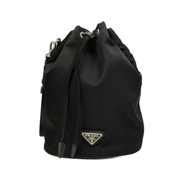 PRADA 巾着 ナイロン ポーチ PRADA◇Re-Nylon/巾着ポーチ/ナイロン/BLK/サコッシュ// : セカンド