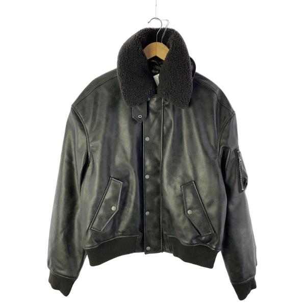 ZARA ブラック レザー風ジャケット L ZARA◇フェイクレザージャケット/L/ポリエステル/BLK/5070/702/700