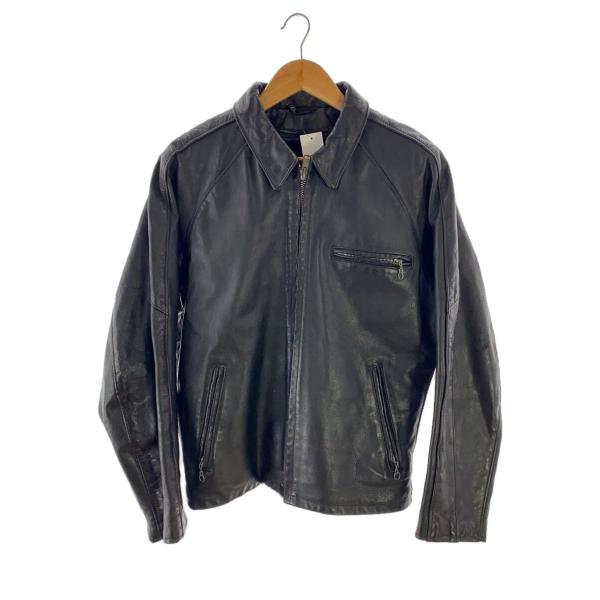 Schott◇シングルライダースジャケット/38/レザー/BLK/USA製/傷 Schott◇シングルライダースジャケット/38/レザー/BLK/USA製/傷
