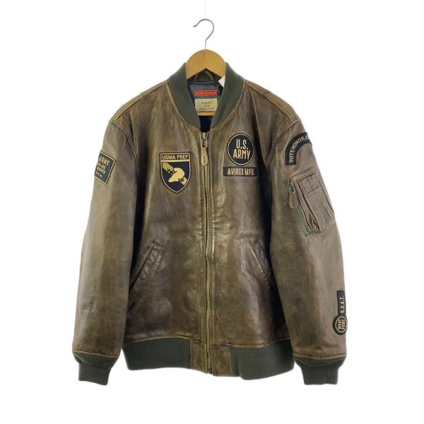美品　AVIREX　М　羊革　レザートラックジャケット AVIREX◇レザージャケット・ブルゾン/XL/羊革/BRW/783-3250079