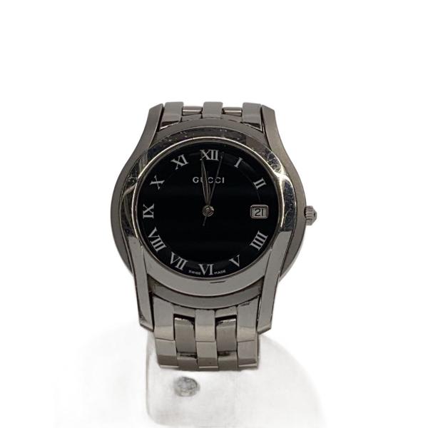 GUCCI◇クォーツ腕時計/アナログ/BLK/SLV/5500M : セカンドストリート