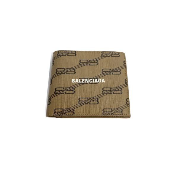 BALENCIAGA◇2つ折り財布/PVC/ブラウン/総柄/メンズ/594315