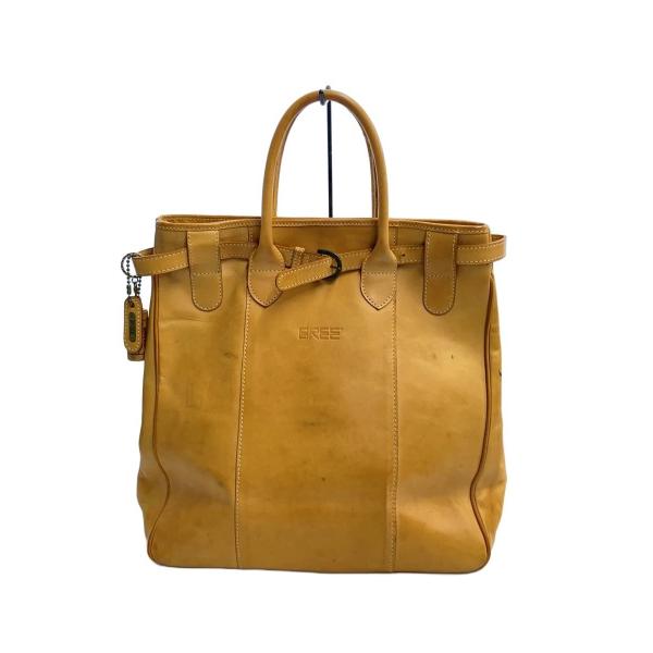 BREE◇ヌメ革/コルク付/トートバッグ/レザー/CML/無地 : セカンド