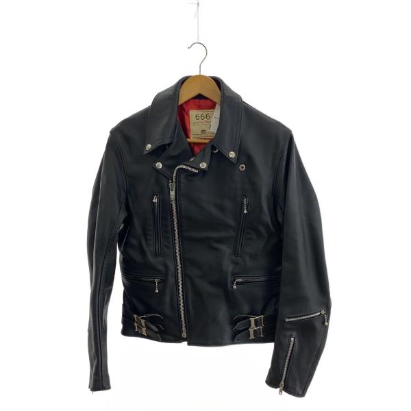 666 Leather Wear◇ダブルライダースジャケット/36/牛革/BLK
