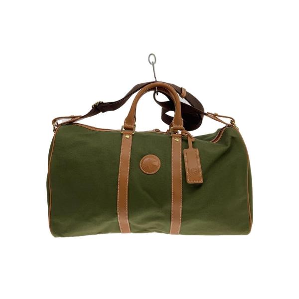 ハンティングワールド ボストンバッグ グリーン ナイロン×レザー 正規品 HUNTING WORLD◇ボストンバッグ/キャンバス/グリーン/レザーハンドル